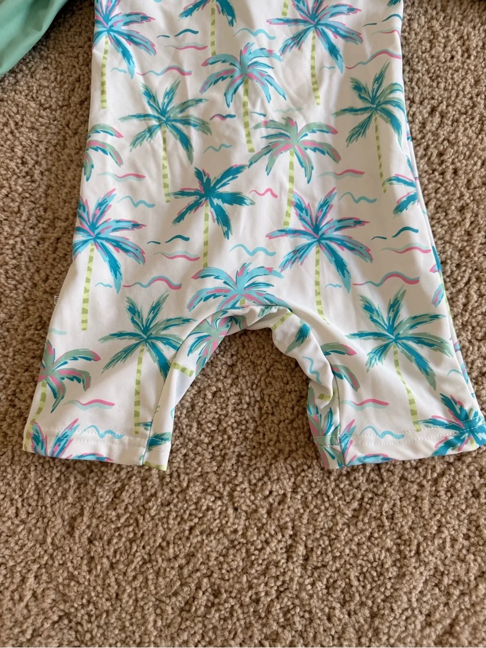 Caden Lane Mint Green Sleeve Palm-Print Long-Sleeve Rashguard